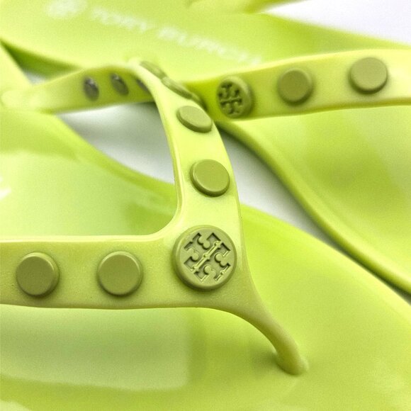Tory Burch Studded Jelly Flip Flops Thong Sandals Lime Sherbet - Picture 7 of 8